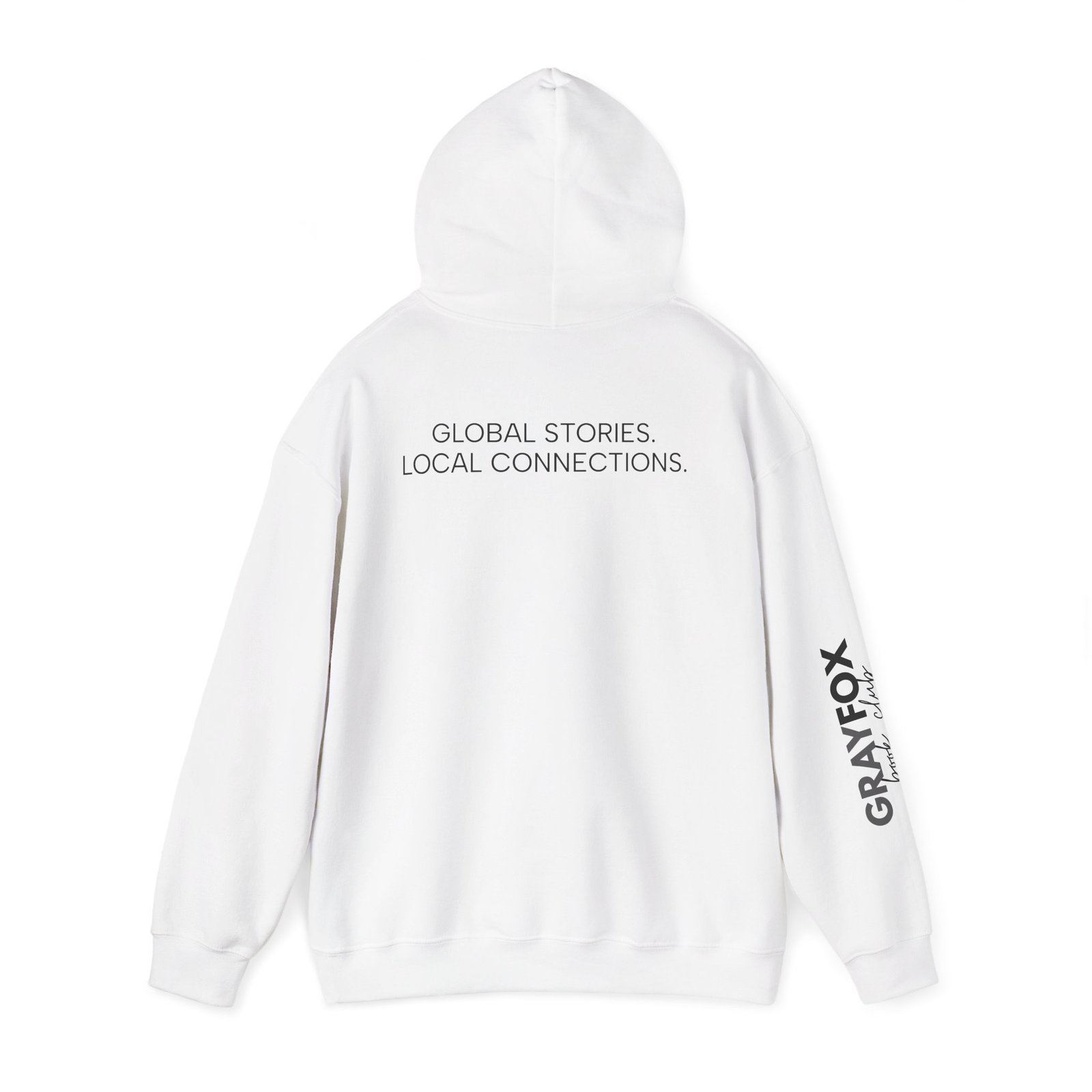 Bookish Fox Hoodie — 'Global Stories. Local Connections.' Literary Graphic Sweatshirt - Image 3