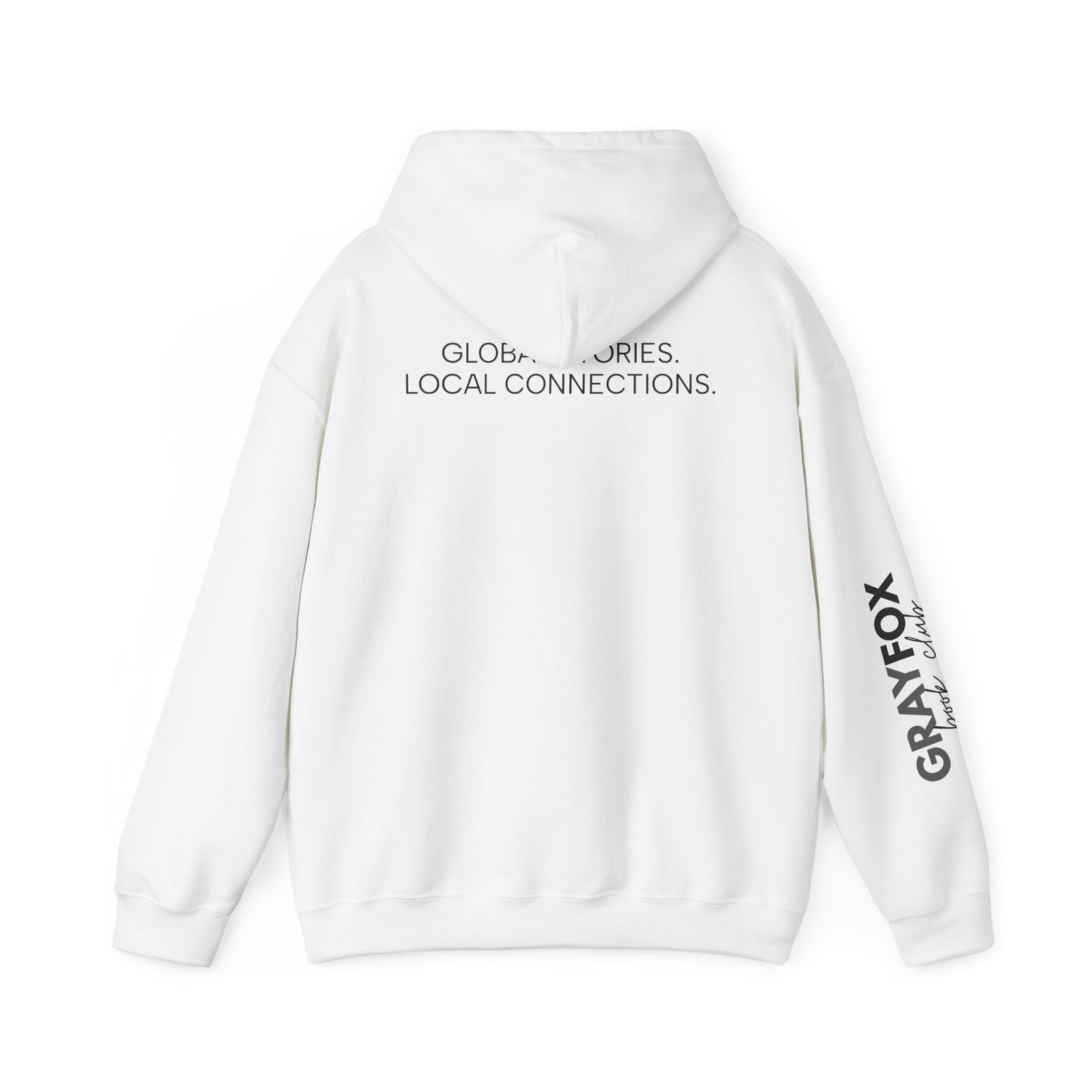 Bookish Fox Hoodie — 'Global Stories. Local Connections.' Literary Graphic Sweatshirt - Image 2