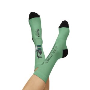 Green Stacked Books Sublimation Socks – Cozy Booklover Crew Socks