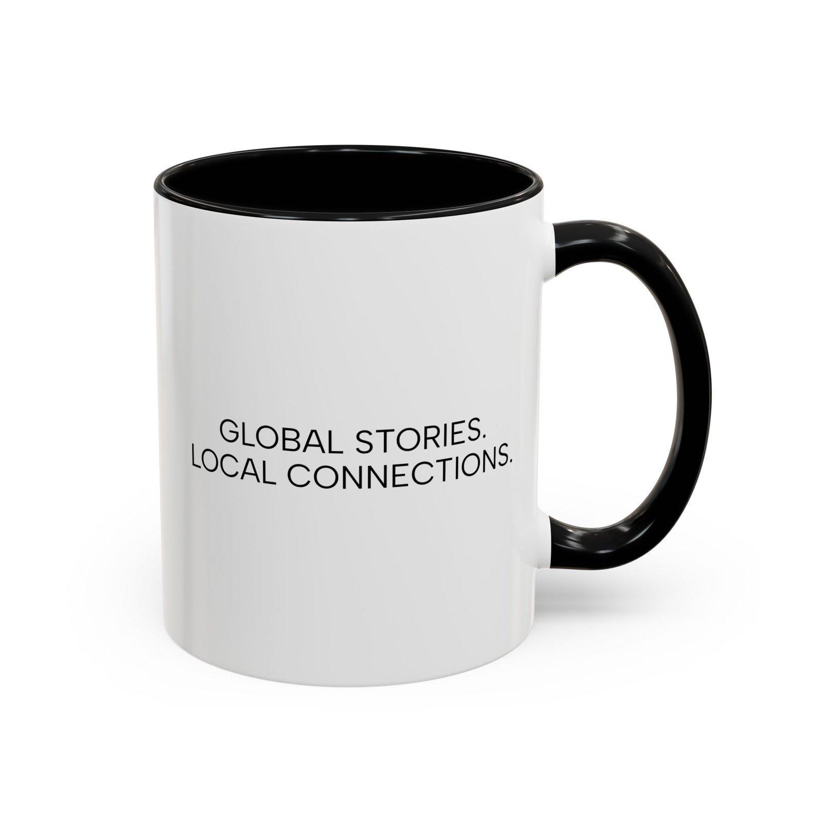 Global Stories Mug — Accent Coffee Mug with “Global Stories. Local Connections.” Slogan - Image 2