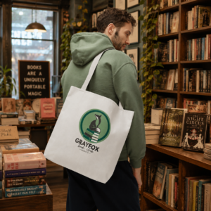 GrayFox Book Club Tote Bag — "Global Stories. Local Connections." Cotton Book Lover Tote